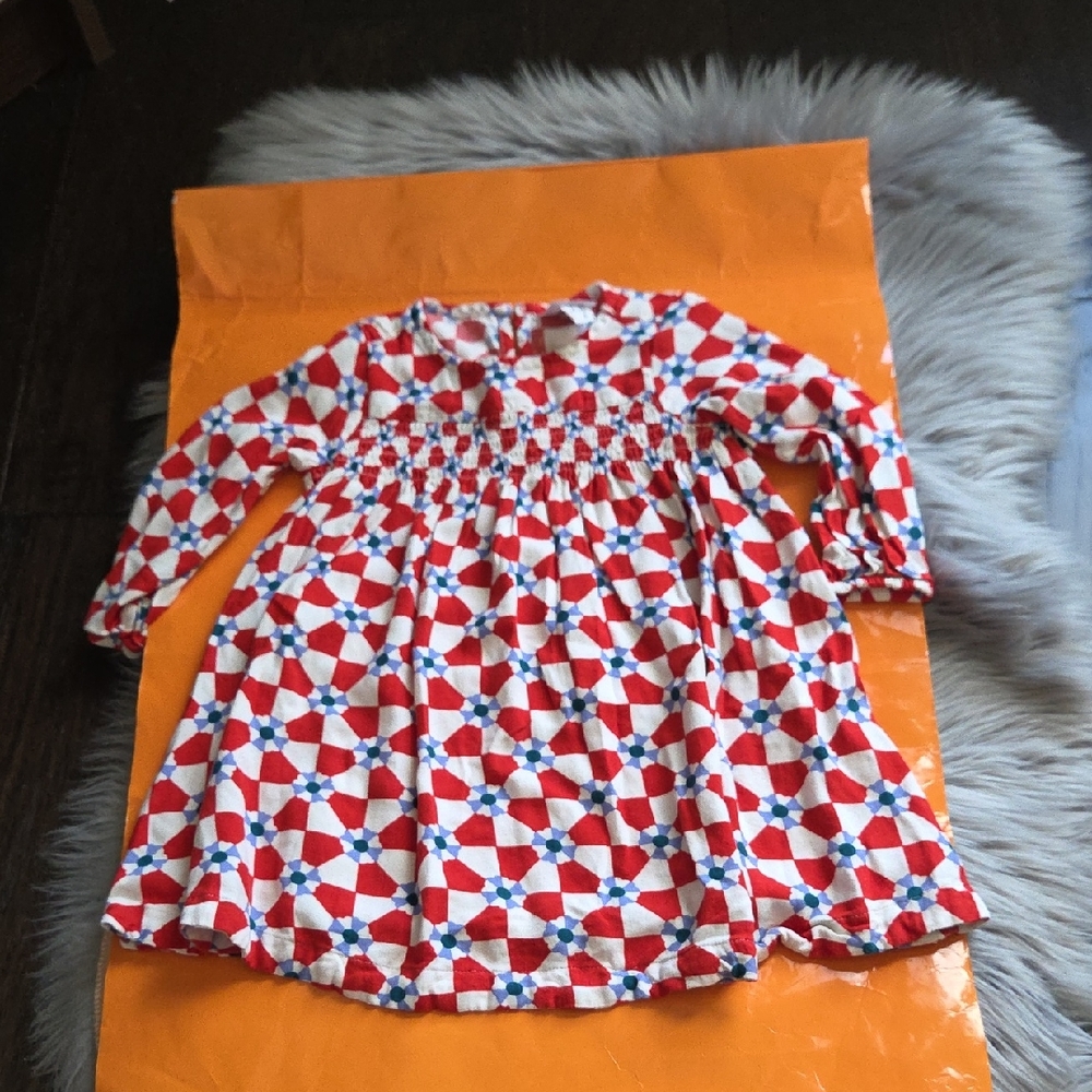 Hanna Andersson Baby Girl Checkerboard Woven Dress In  Red Peppermint Swirl